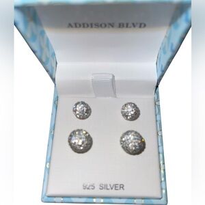 ADDISON BLVD 925 SILVER 2PC ENCRUSTED STUD EARRING SET